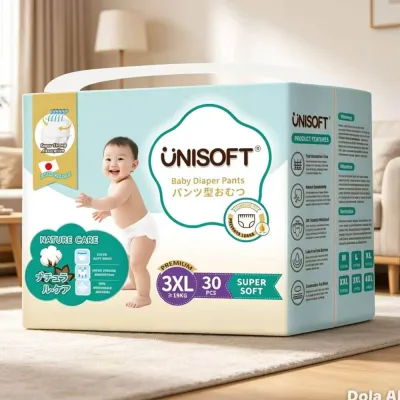 UNISOFT Baby Diaper Pants XL 30 pcs Super Soft Nature Care - Super soft XL size 30 pieces nature care baby diaper pants.