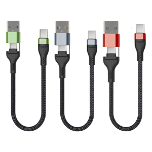 35cm Braided Short Cable 60W USB+USB C to Type C Fast Charging Data Cord for Power Case Camera Mobile Phone Accessories