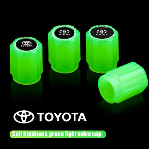 หมวกรถวาล์วยางเรืองแสง4ชิ้น/เซ็ตสำหรับโตโยต้าแคมรี่คอโลร่า Vios CH-R Wigo Hilux Innova Avanza กลางคืนเรืองแสงหัวฉีดล้อตกแต่งวาล์วกันฝุ่น