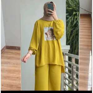 ONE SET CRINKLE SABLON WANITA KEKINIAN/SETELAN TERMURAH/SETCEL SABLON TERLARIS