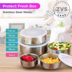 Rantang Beranak 5 Susun + Tutup Bahan Stainlees - Fresh Box Set isi 5 pcs