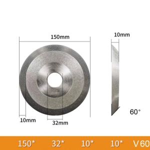 OnlyF U Diamond Grinding Wheel Single Bevel 150mm Diameter 30 45 60 Degree 1V1 Grinding Tungsten Steel CBN Ceramic Milling Cutter T6H1N