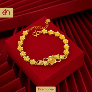 Everhoney Length Extendable Wire Gold Flower Link Chain Bracelet Strand Chain Bracelet for Women Teen Girls