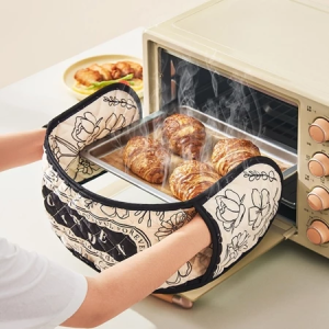 Oven Mitts Microwave Baking BBQ Glove Cotton Linen Heat Resistant Potholders Non-slip Kitchen Tools