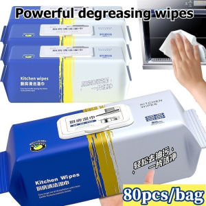 80Pcs Kitchen Cleaning Wipes Strong Degreasing Wet Paper for Oily Surface Table Cleaning Tissue Stains Removing Towel