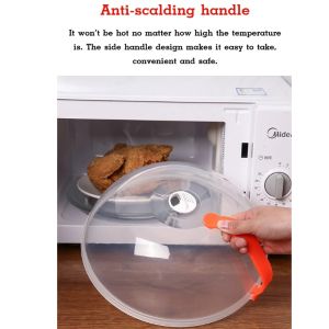 Round plastic bowl heating cover microwave oven transparent oilproof handle splash guard