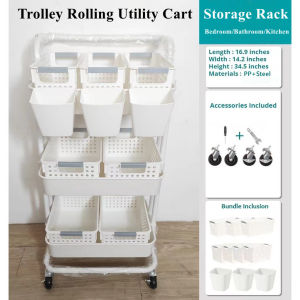 3 Layer Stainless Steel Kitchen Storage Rack Bathroom Office shelf Multifunctional Storage Organizer Baby Stuff Trolley Cart Food Clothes Sundry Organizer