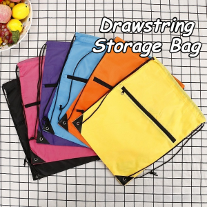 Waterproof Nylon Drawstring Bags With Zipper Durable Sack Backpacks For Gym & Outdoor Activities