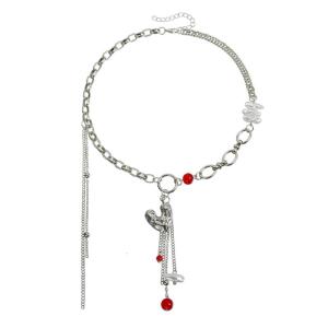 Contemporary Heart Necklace Multicolor Layering Collarbone Chain Adjustable Length Neckchain for Daily Wear Parties