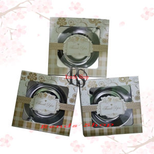PROMO (Isi 20 Pcs) Souvenir Asbak Stainless  Kemasan Box + GRATIS Sticker Terima Kasih Sovenir Pernikahan Murah