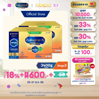 [สินค้าขายดี] นมผง เอนฟาโกร เอพลัส มายด์โปร สูตร3 ชนิดจืด (3400 กรัม) x2 กล่อง Enfagrow A+ MindPro Stage3 Plain (3400 g) x2 packs *แพ็คเกจอยู่ระหว่างการเปลี่ยนแปลง