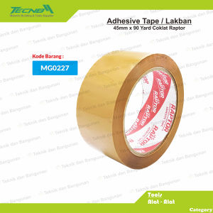 Selotip Lakban Isolasi OPP Tape Bening Transparan Coklat 45mm x 90 Yard Raptor