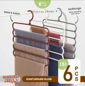 KIARA HOUSEWARE Gantungan Hijab Susun Gantungan Jilbab Hanger Pakaian Celana Isi 6pcs