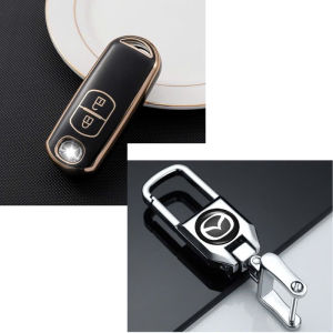Ốp Bảo Vệ Chìa Khóa Xe Hơi Mazda 2 3. Mẫu 2 Nút. Nhựa TPU Kèm Móc KhoáThiết Kế Sang Trọng