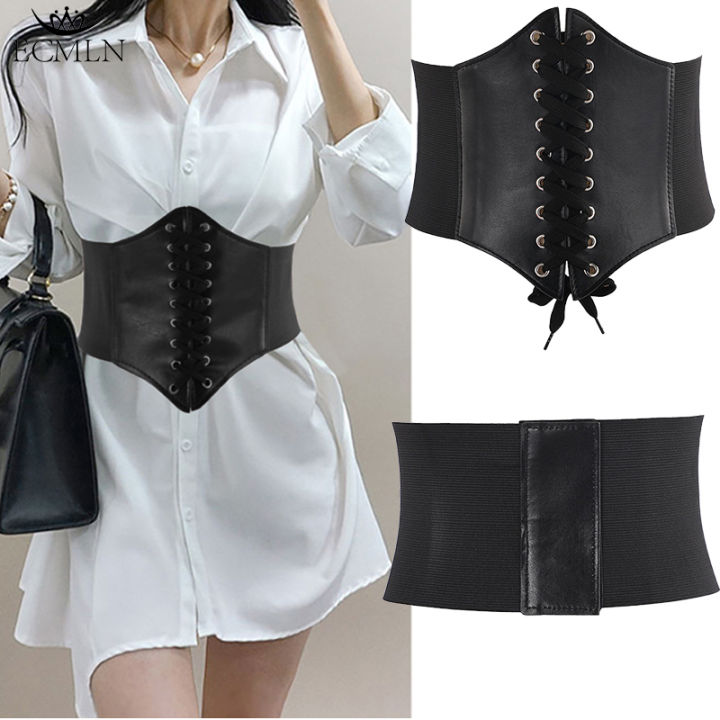 ECMLN Sexy Body Shapewear Wide Leather Belt Cummerbunds Strap Belts for ...