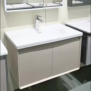 Space Aluminum Honeycomb Arc With Side Cabinet Combination Bathroom Sink Wash Basin Integrated Ceramic