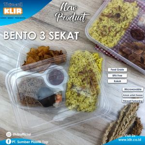 thinwall bento / kotak makan sekat 3/4/star/ tutup bening anti bocor foodgrade Bpa free tempat makan hokben 25 pcs