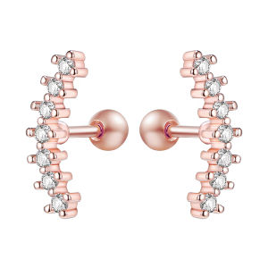 316L Stainless Steel Stud Earrings Curve Seven CZ Ear Crawlers Climbers Cartilage Piercing Earrings Conch Helix Piercing Cartilage Jewelry
