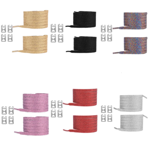 Glitter Elastic No Tie Shoelaces with Metal Clips for Quick Wear Suitable for Daily Commute Fitness and Outdoor Activity