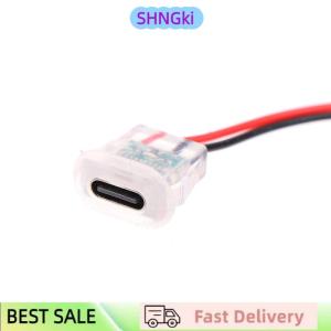 SHNGki 2pin USB Type C Input Type Charging Socket With LED Lights Plate Waterproof USB-C Power Port TYPE-C Female Connector Jack