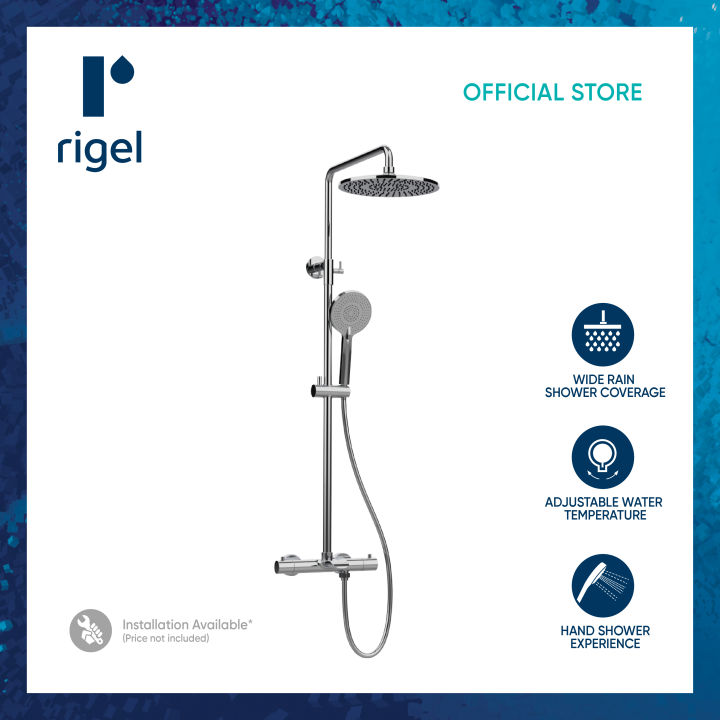 RIGEL Thermostatic Chrome Rain Shower Set W2RTSME14418T Lazada
