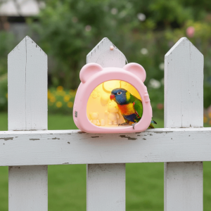 OUTOPEN Bear Shape Bird Breeding Nest Warm Light Hanging Ambient Light Birdcage Bird House Bite Resistant Hamster Bed House Garden Decor