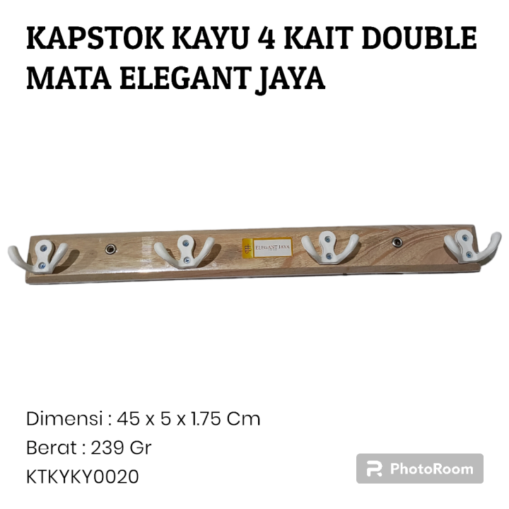 KAPSTOK KAYU 4 KAIT DOUBLE MATA ELEGANT JAYA KTKYKY0020