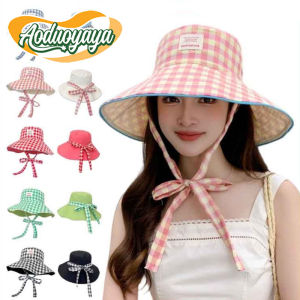 Aoduoyaya Women UV Protection Sun Hat Reversible Bucket Hat Plaid Bucket Hat Wide Brim UV Sun Protection Hat Summer Beach