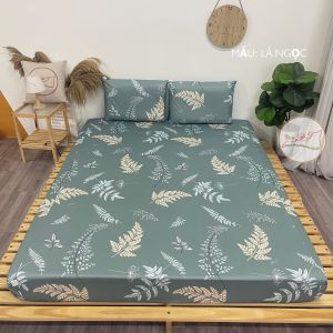 Bộ Ga Chống Thấm Cho Bé Chính Hãng PT Kèm Vỏ Gối Drap Chống Thấm Tuyệt Đối Không Nóng Bí Lưng (Mẫu Lá Ngọc)