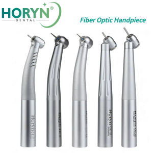 HORYN Dental High Speed Optical Fiber Handpiece 45 Degree Standard Torque Head Silver 5 Piece Set