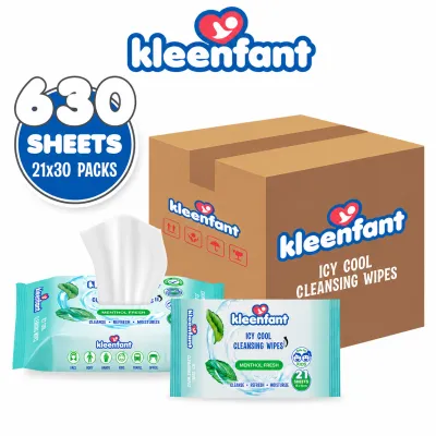 Kleenfant Menthol Fresh Icy Cool Cleansing Wipes 21 Sheets Pack of 30 Power Cooling Wet Wipes Travel Pack Wipe Scented Wipes Alcohol Free Wipes for Kids Refreshing Wipes for Adult free shipping on sale wipes