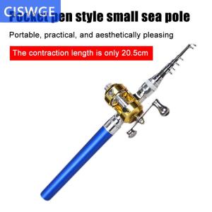 [COD] CISWGE Cần câu bỏ túi siêu ngắn cần câu cá đầu thép cần câu mini siêu nhỏ 1m 1.4m 1.6 trống Reel câu cá trên băng