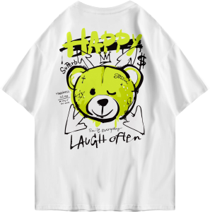 Kaos Oversized Tshirt H4ppy Gambar Depan Belakang/Kaos Oversize Wanita/Pria T-shirt