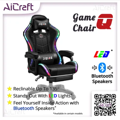 [SG STOCK] ☘️ [NON-ASSEMBLED] Gaming Chair Q Sports Swivel Chair LED RGB Lights Bluetooth Speaker Massage Computer Chair PU Leather Game Backrest Ergonomic Footrest Reclining Seat Comfortable Sedentary☘️
