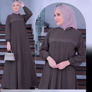 Gamis Wanita Terbaru 2024 Azzahra Dress Bahan Ceruty Babydoll Apk Payet Swarovski Dres Jumbo Wanita Simple Kekinian