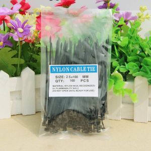 Kabel Tis Pengait 2.5x100mm 100 PCS Ties Self Locking Wire Zip Cable Organizer - Black