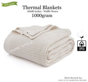 Luxury Waffle-Weave 100% Cotton Blanket 60x80 inches - Soft & Breathable for Home & Hospital