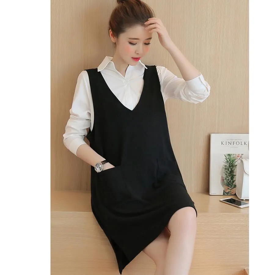 V2178 - Váy yếm cổ tim dáng dài màu đen - Thời trang công sở nữ - Bazzi.vn