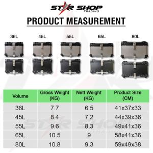 Motorcycle Aluminium Heavy Duty Big Size Top Box 36L / 45L / 55L / 65L / 80L fit ADV150 NMAX XMAX Universal 15X15 Box 155 Cm In Inches - Lazada