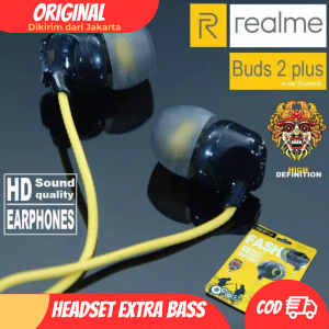 Handsfree Headset Earphone Realme Buds 2 Plus With Mic Extra Bass