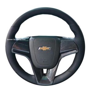 Kaly Custom Steering Wheel Braind Cover For Chevrolet Cruze 2013 Year 100% Fit Black Openwork Leather Hand Sewn Diy Protect Sheath Q3P9R