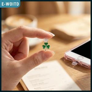 E-WOITD  Mobile Phone Dust Plug Pendant Cat Dog Shamrock Cute Design Dustproof Hanging Decoration for Smartphone Women Gift