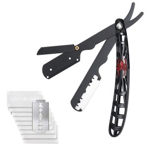 【10 Blades】Labaha Old Style Manual Shaver Stainless Steel Hair Cutting and Styling Razor for Men