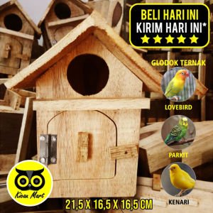 Kicau Mart Glodok Rumah Gelodok Glodog Parkit Kayu Sarang Tempat Wadah Ternak Berternak Bertelur Telur Piyik Breeding Burung Lovebird Love Bird Lb  Kenari Gldrp