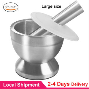 Onway Stainless Steel Mortar and Pestle Set  Mashing Cup Mortar Pestle Set Garlic Spice Grinder Herbs Bowl Mill GrinderKitchen Tool for Crushing Grinding