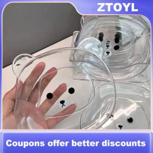 【ZTOYL】 Little Bear Dinner Plate Cartoon Shape Bear Spit Bone Dish Desktop Trash Tray Snack Food Residue Fruit Plate Kitchen Tableware