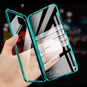 สำหรับ OPPO A5 2020 / OPPO A9 2020 กรณีแม่เหล็ก 360 ด้านหน้า + กลับสองด้าน 9H กระจกนิรภัยกรณีสำหรับ OPPO A5 2020 / OPPO A9 2020 โลหะกรณีกันชน