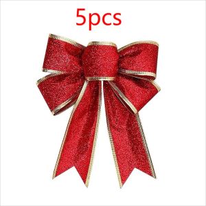 10Pcs Glitter Christmas Bow Ornaments Xmas Tree Bowknot Hanging Pendants Sequin Christmas Bow Decoration for Xmas Holidays Birthdays Party Supplies