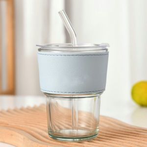 Gratis Semua - Botol Tumbler Vintage / Gelas Kaca Anti Tumpah / 350 mL Aesthetic Style