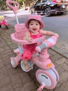 [Freeship] Xe đạp cho bé  xe đẩy 3 bánh có tay đẩy 618  có nhạc đèn  đai an toàn có nhạc có đèn BH 6 tháng